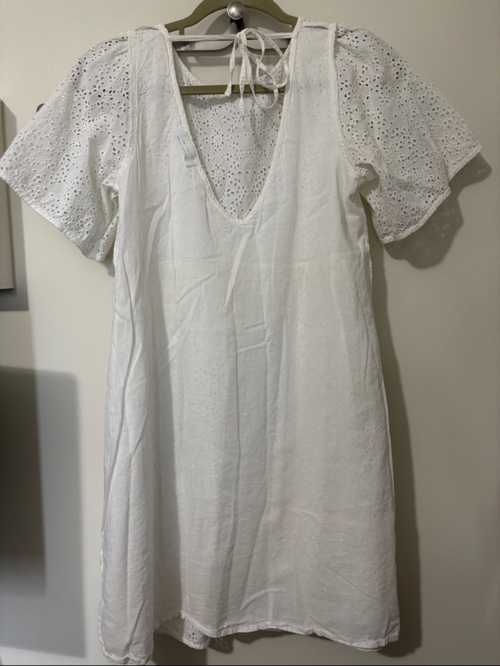 OAK + FORT White Eyelet Babydoll Dress Size S - Picture 3 of 5